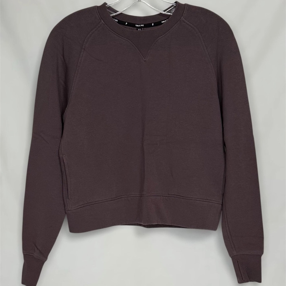 Public Rec Women's Size XS Purple Fleece Cropped Side Pocket Pullover Sweatshirt
